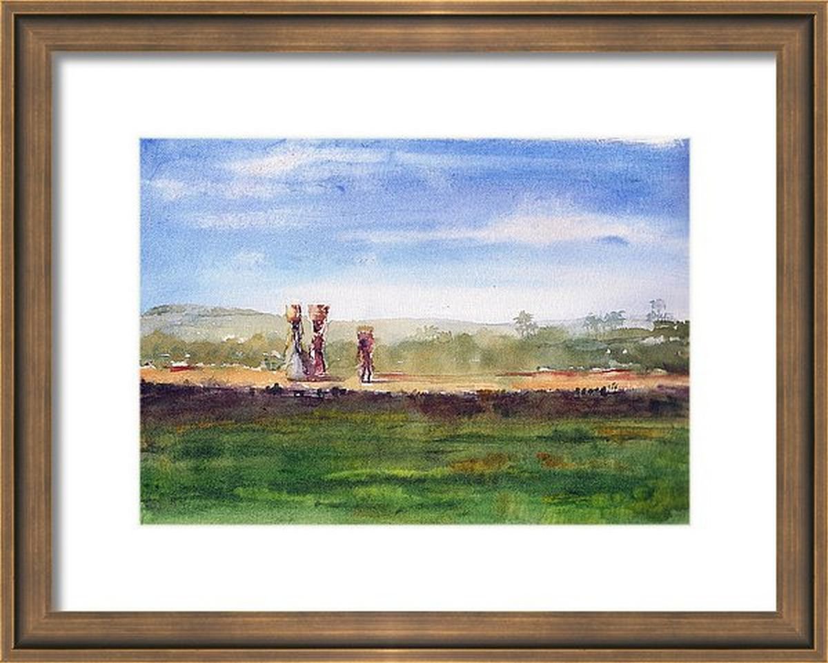 Morning Landscape Indian Early Morning 11.75x 8.25 by Asha Shenoy