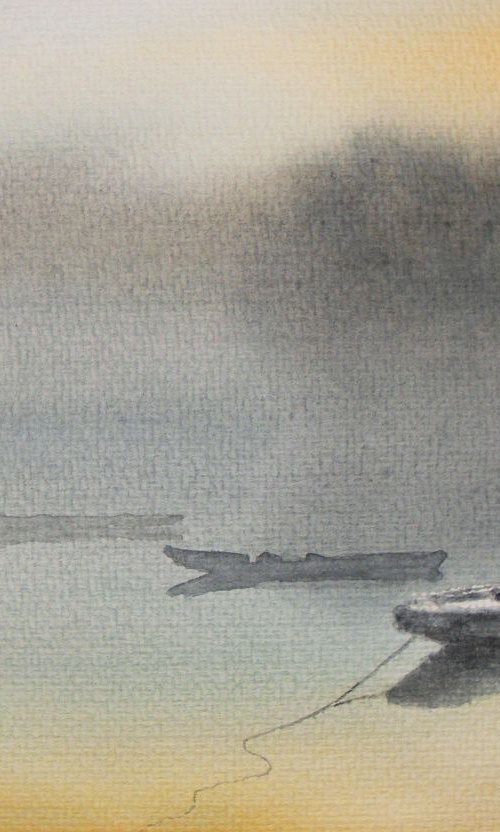 "Three boats in the morning mist" by Ivan  Grozdanovski