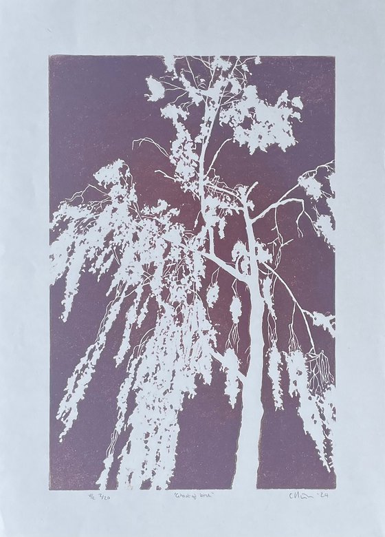 Birch Tree Linocut Print