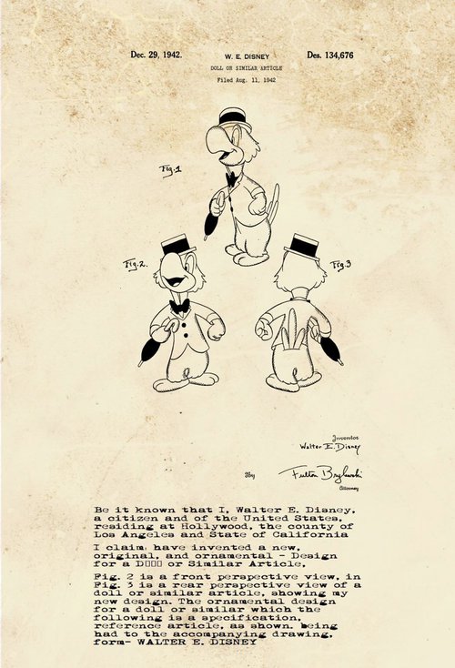 Disney character patent - Parrot - Sepia - Circa 1942 by Marlene Watson