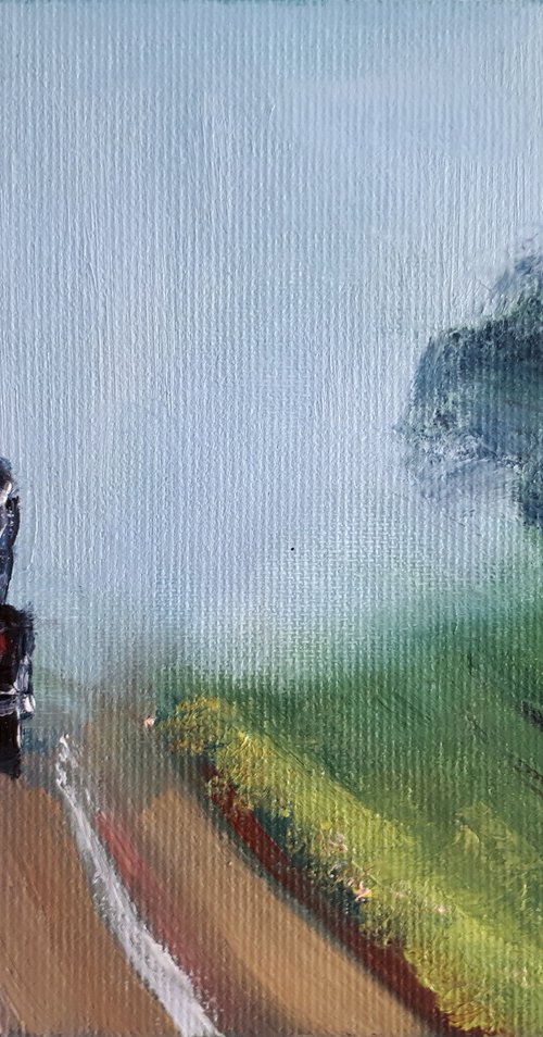 Trip in Fog... /  ORIGINAL OIL PAINTING by Salana Art