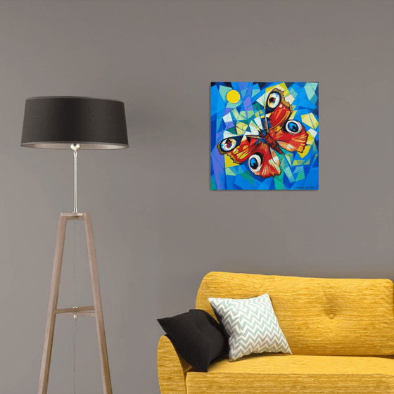 Butterfly (60x60cm, cubism, oil painting, ready to hang)