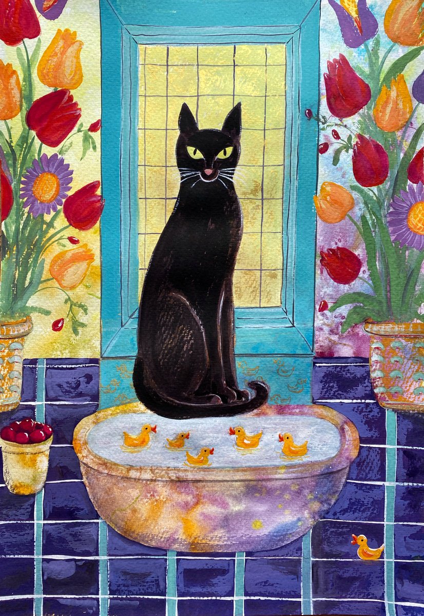Whiskers and Whims: Home Adventures of a Black Cat - Ducks by Tetiana Savchenko