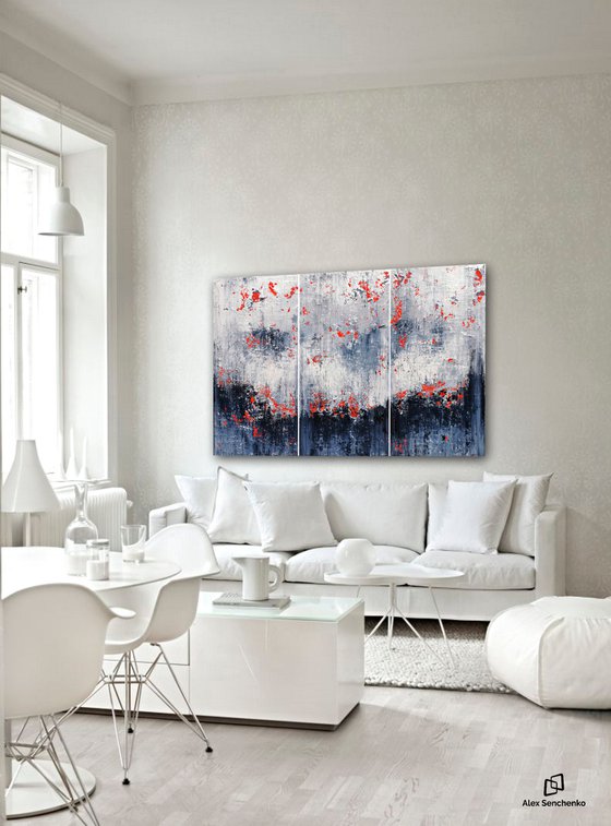 150x100cm. / Abstract triptych / Abstract 2129