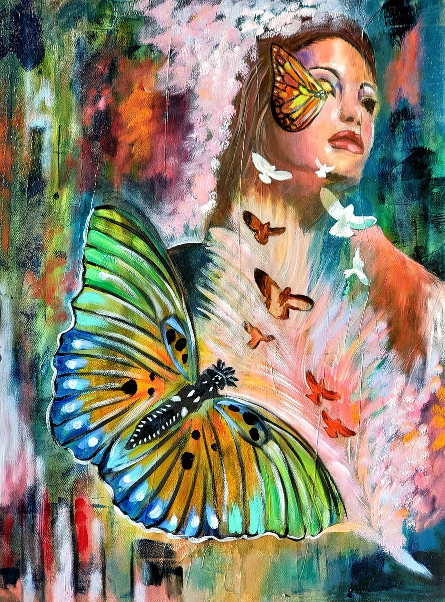 Impressionistic Portrait Oil Painting By Niyati Jiwani, 18 X 24", Leap Of Faith, Original Artwork