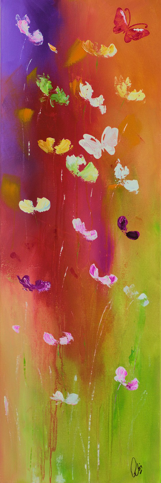 Happyness 2 - Abstract acrylic painting, framed artwork