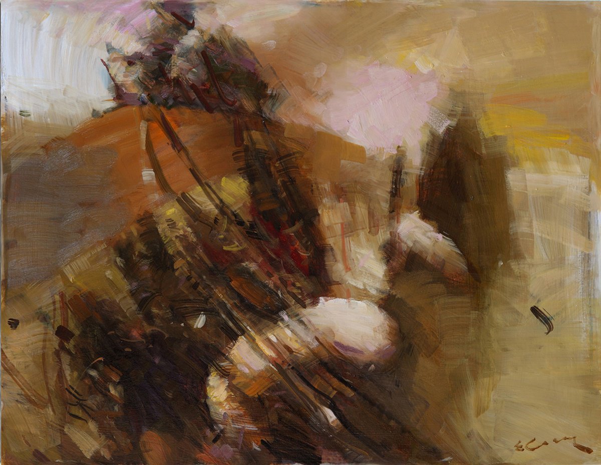 Abstract Oil Painting By Eugene Segal, 28 X 21, Other Reality, Original Artwork