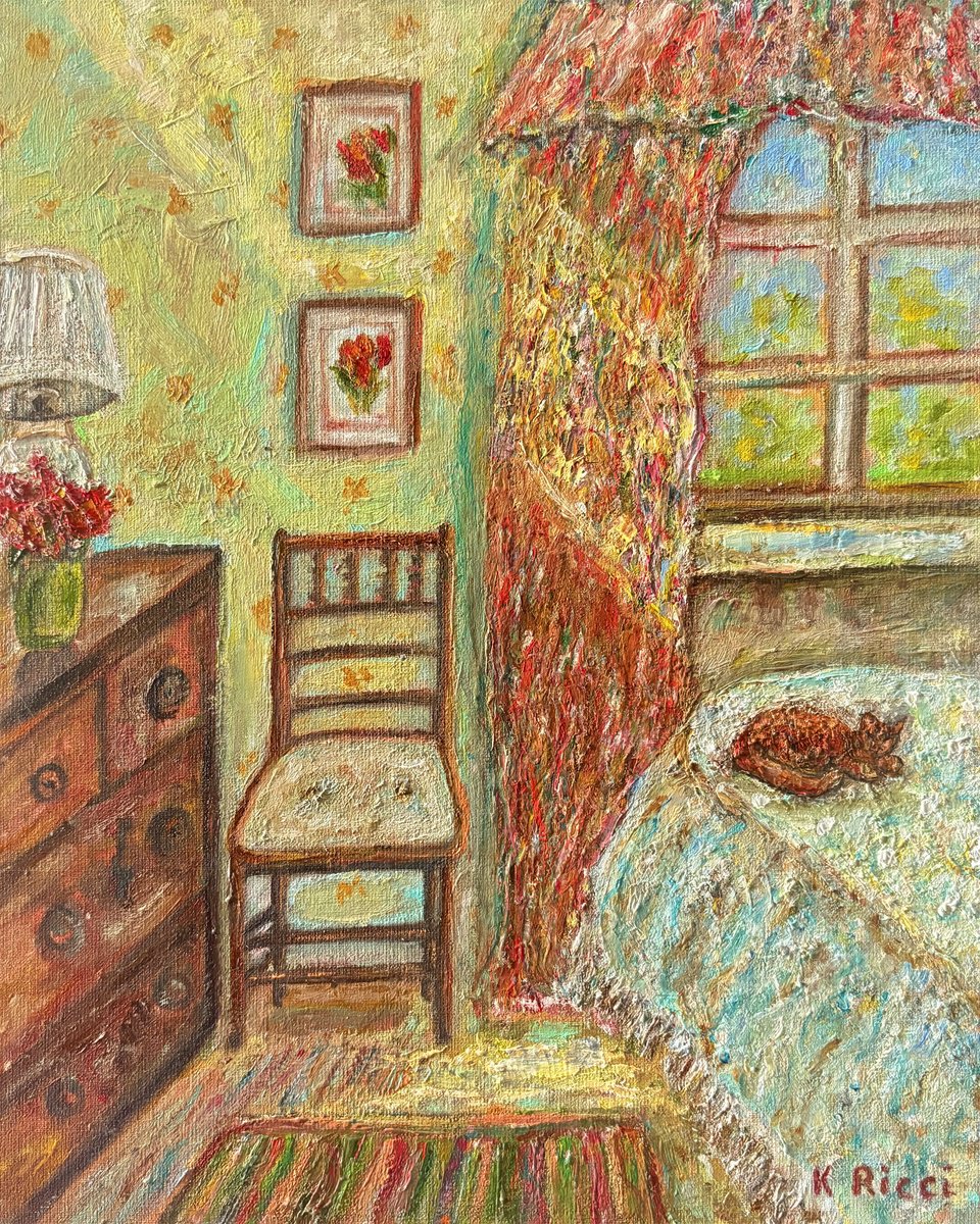 Impressionistic Still Life Oil Painting By Katia Ricci, 9 X 12", Sweet Home, Original Artwork