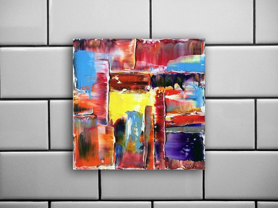 "Patch Me In" - FREE USA SHIPPING - Original PMS Oil Painting On Wood Square Panel - 12 x 12 inches