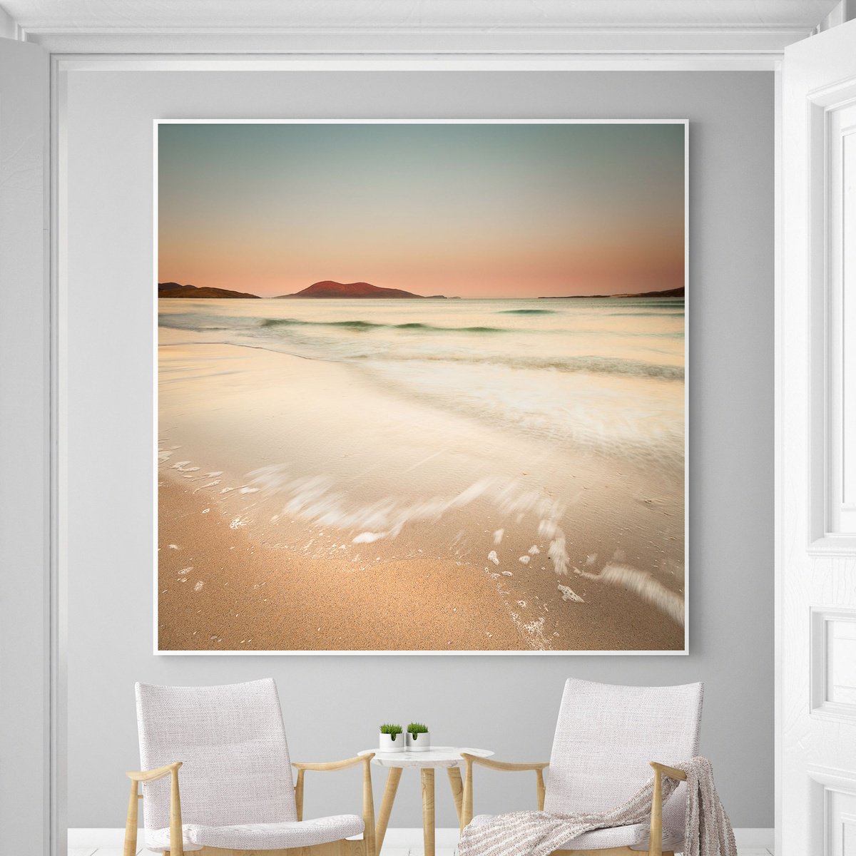 Impressionistic Landscape Photograph By Lynne Douglas, 60 X 60", Morning Gold, Isle Of Harris, Original Artwork
