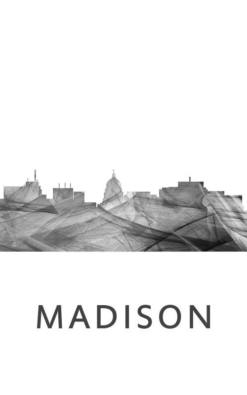 Madison Wisconson Skyline WB BW by Marlene Watson