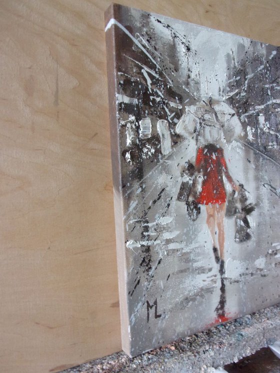 " BLACK FRIDAY SHOPPING :) " original painting CITY palette knife