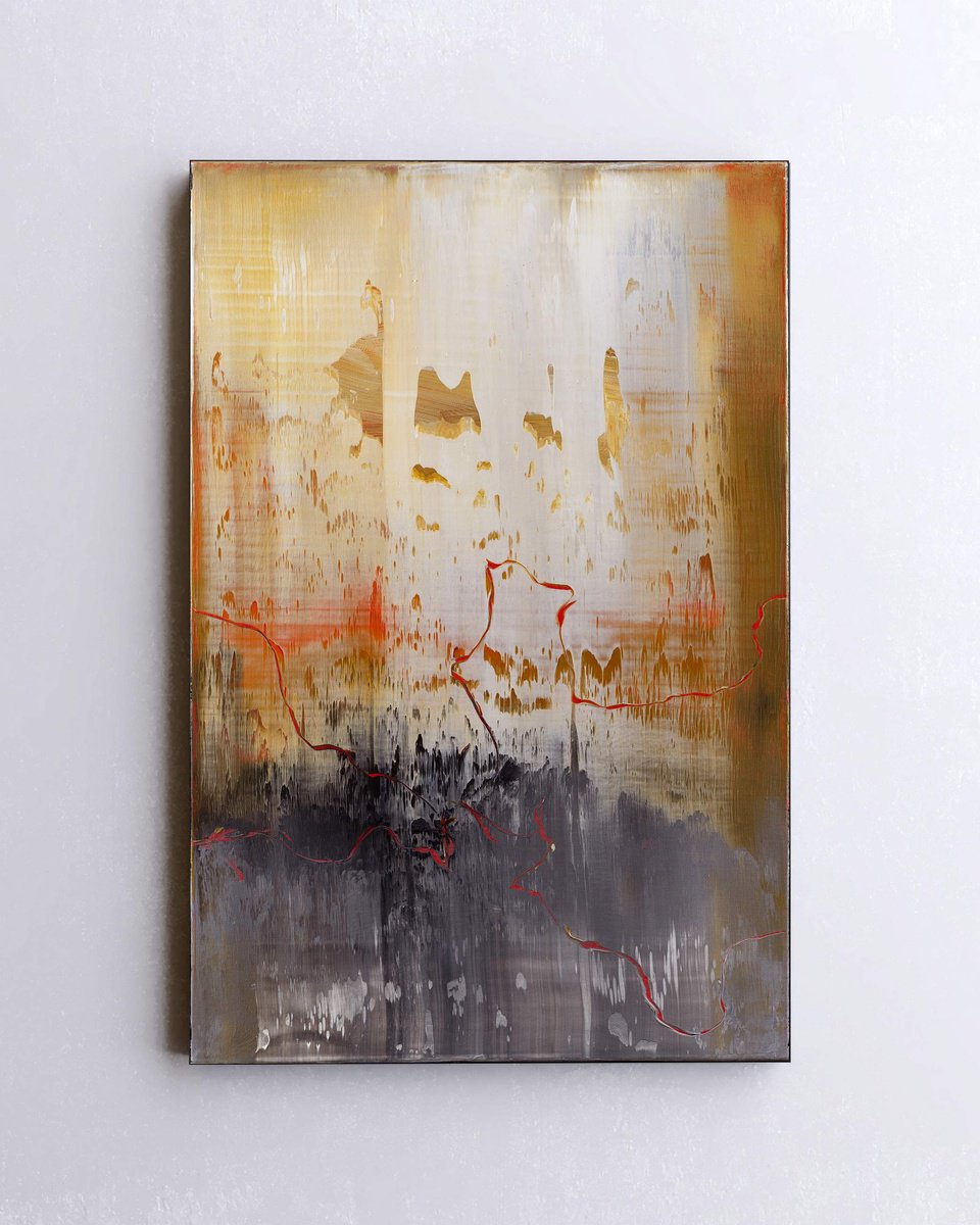 Organic Abstract Acrylic Painting By Nemanja Nikolic, 20 X 30", Shadows Folded Twice, Original Artwork