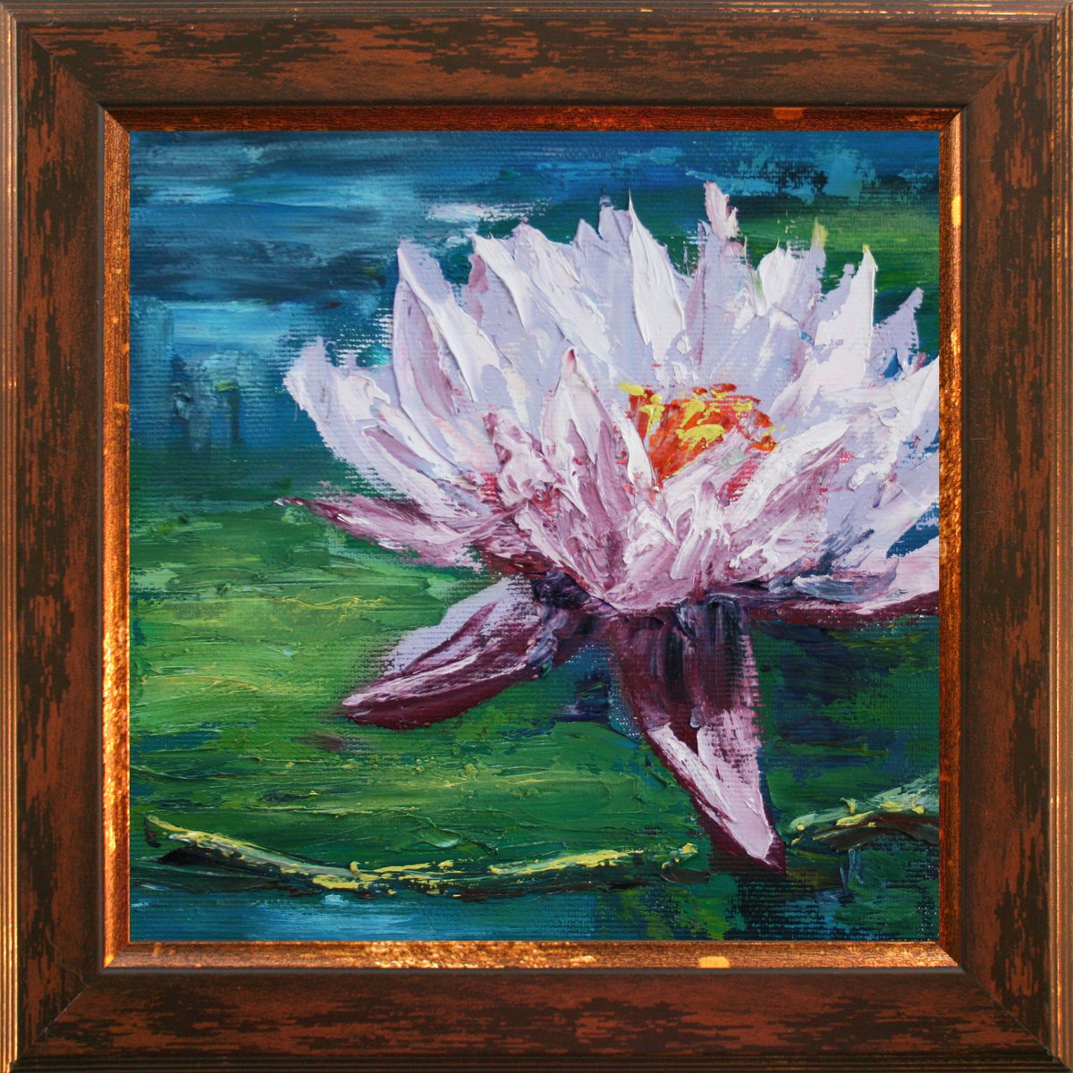 WATER LILY IV. 7x7  PALETTE KNIFE / From my a series of mini works WORLD OF WATER LILIES... by Salana Art Gallery