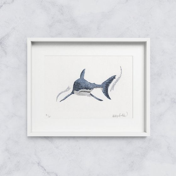 Original Great White Shark Watercolour 4.1 x 5.8 inch