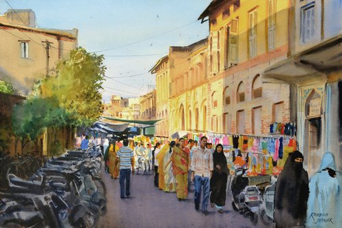 Evening bazaar by Ramesh Jhawar