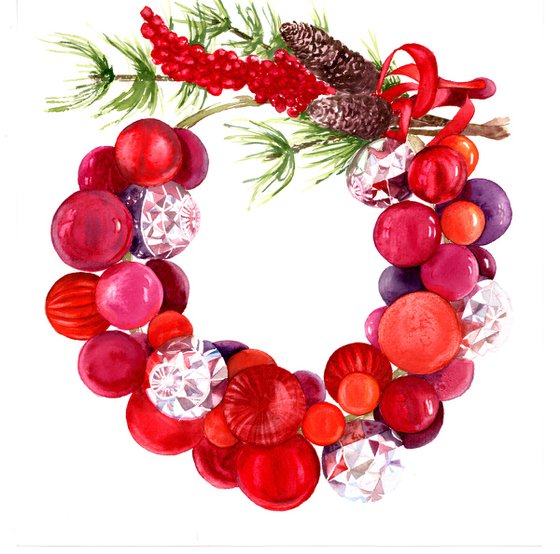 Wreath of Glass Ornaments