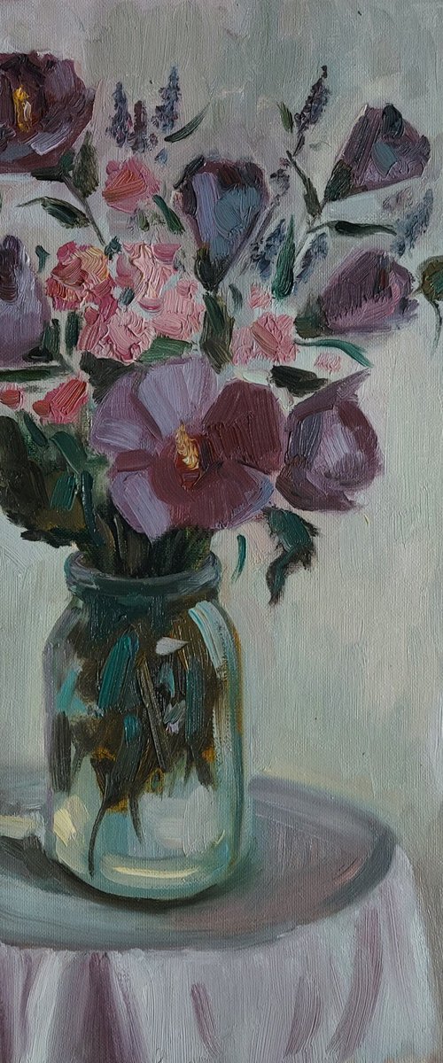 Still-life with flowers in impressionistic stile "Garden flowers", 2023 by Olena Kolotova