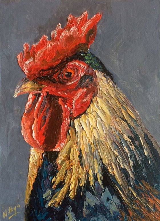 Rooster #5 - Original Textured Portrait