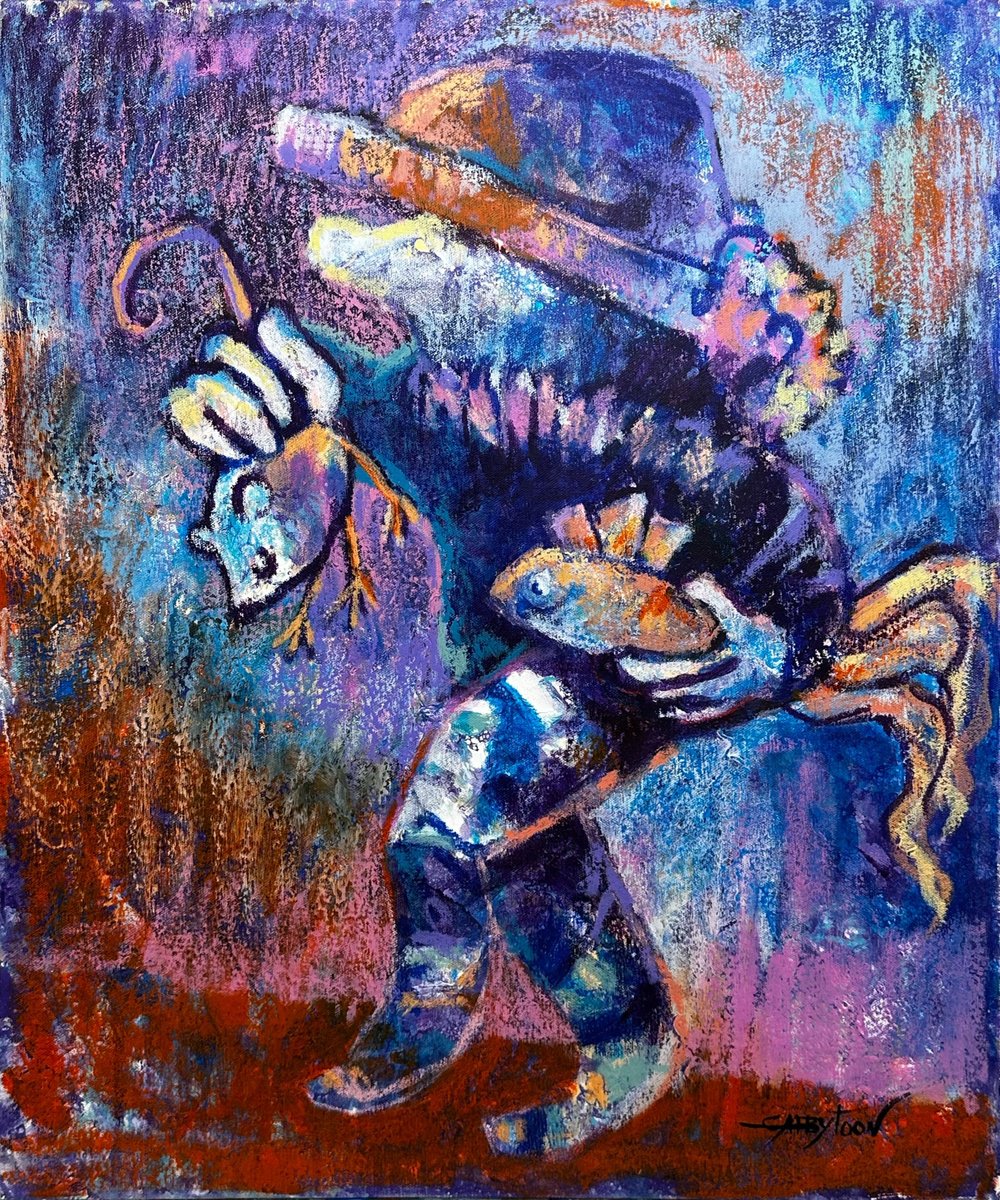 Impressionistic Animal Acrylic Painting By Gabriella Delamater, 20 X 24, 24X20 Gifts, Original Artwork