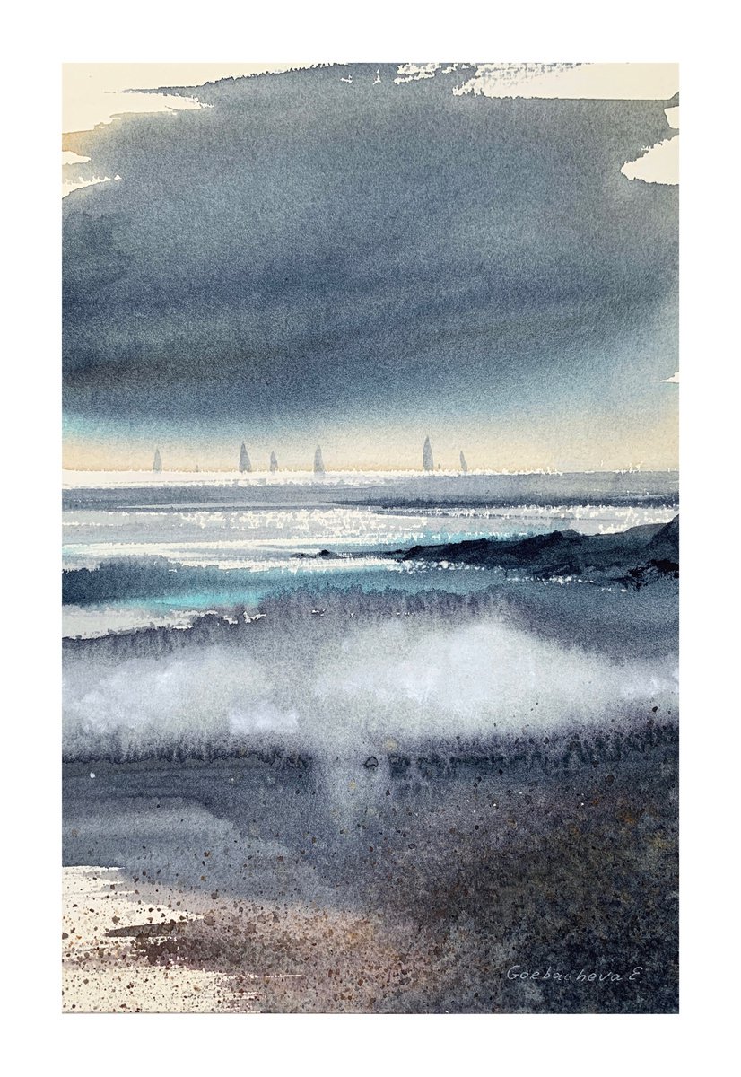 Impressionistic Watercolour , Abstraction Sea #5 By Eugenia Gorbacheva, 7 X 10, Artwork For Sale On Artfinder