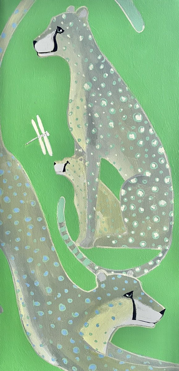 Surrealistic Animal Acrylic Painting By Daria Borisova, 10 X 20, - Family Time - ?, Original Artwork