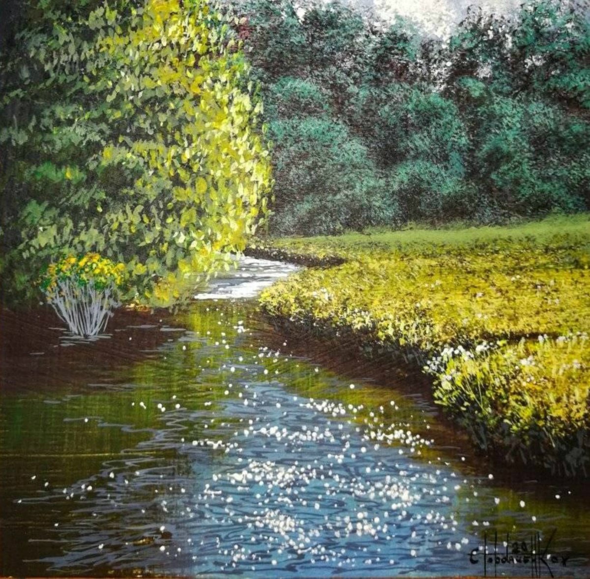 Summer Light Acrylic on panel 20x20cm by Eugene Gorbachenko