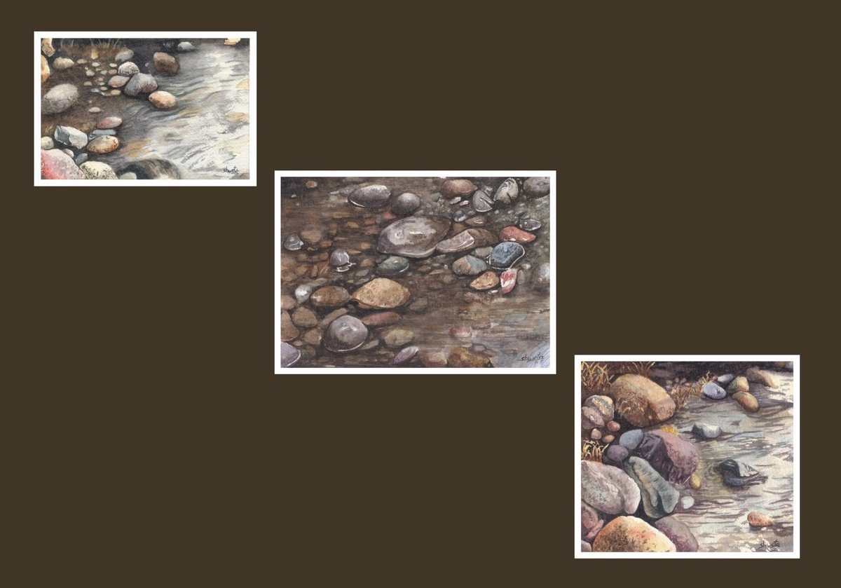 Photorealistic Landscape Watercolour By Shweta Mahajan, 16 X 14", Pebbles, Original Artwork