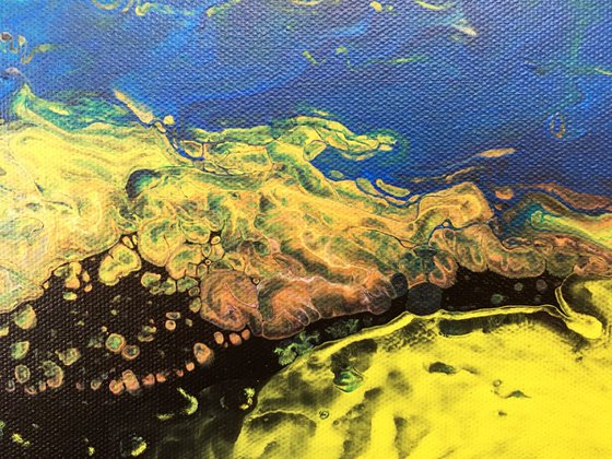 "Solar Flare" - Original Abstract PMS Acrylic Painting, 24 x 18 inches