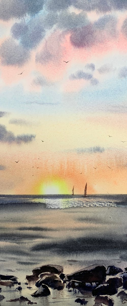 Yachts before sunset #3 by Eugenia Gorbacheva