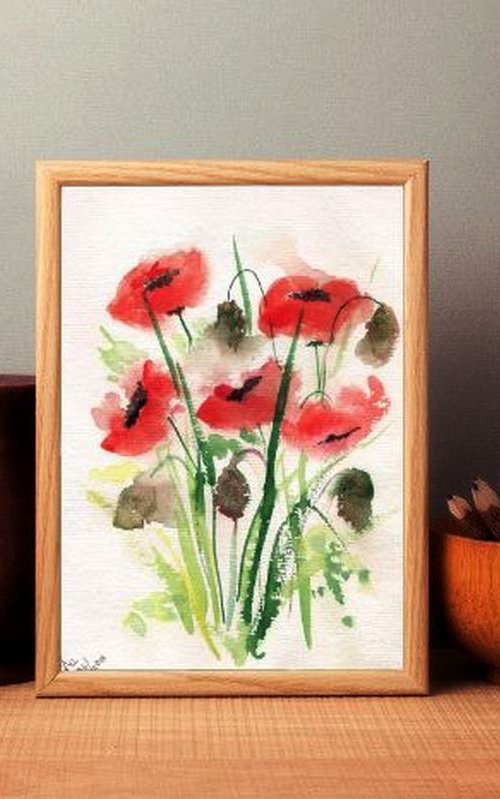 Five Red Poppies by Asha Shenoy