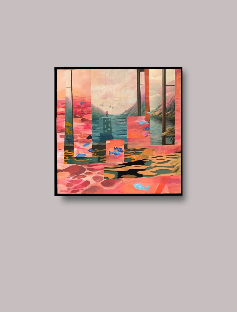 Surrealistic Oil Painting , Long Way By Alena Kuschnereit, 24 X 24, Artwork For Sale On Artfinder