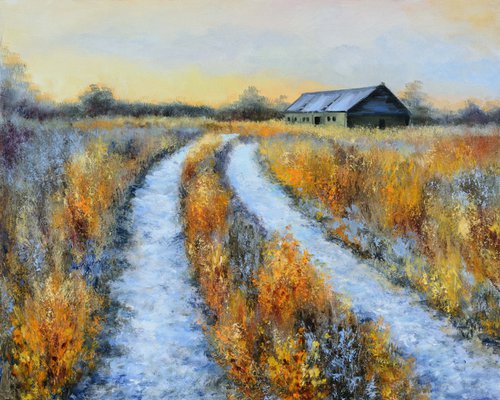 Frosty country road in winter by Lucia Verdejo