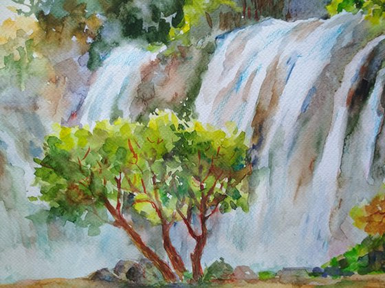 Landscape with waterfall