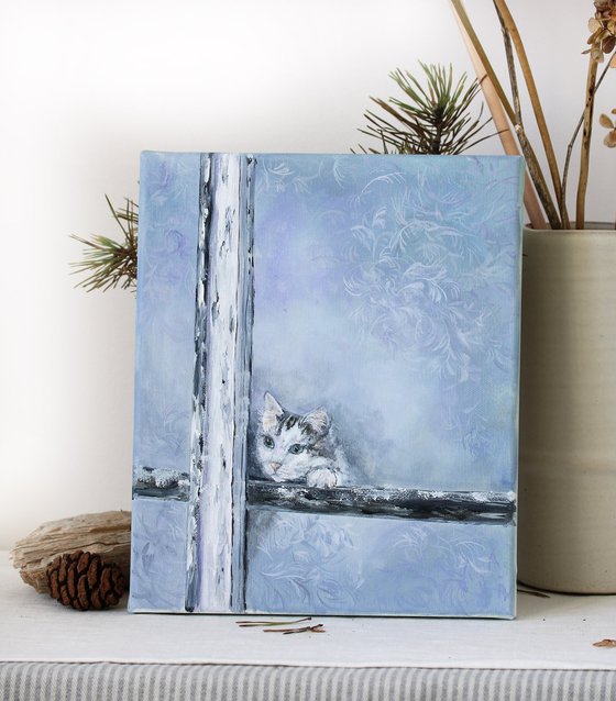 Cat by the Frozen Window