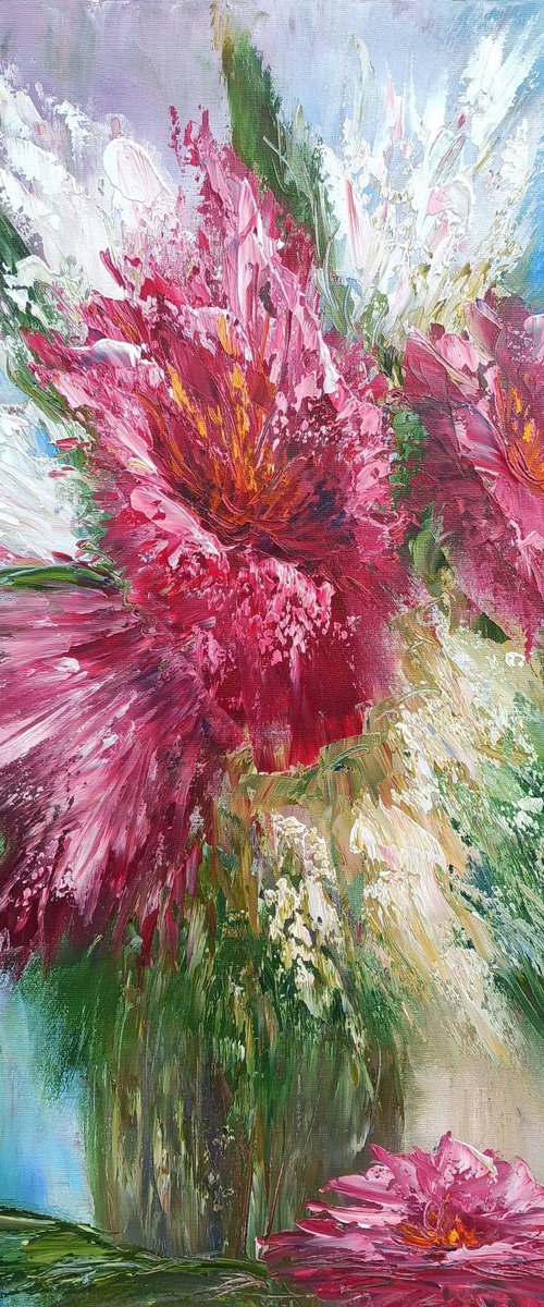 Abstract flowers(50x70cm, oil painting, palette knife) by Anush Emiryan