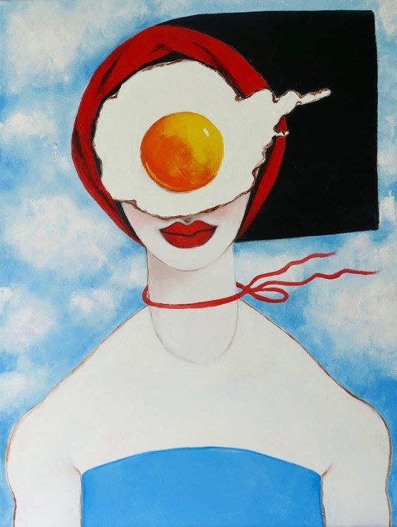 Egg girl in red and blue