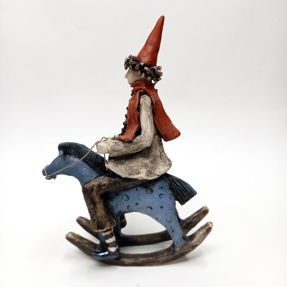 The Rocking Horse, ceramic sculpture by Izabell Nemechek
