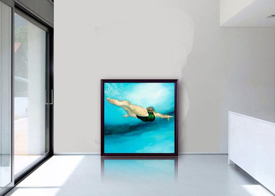 The Deep, 40x40 inches LARGE 100x100cm Museum Quality FRAME
