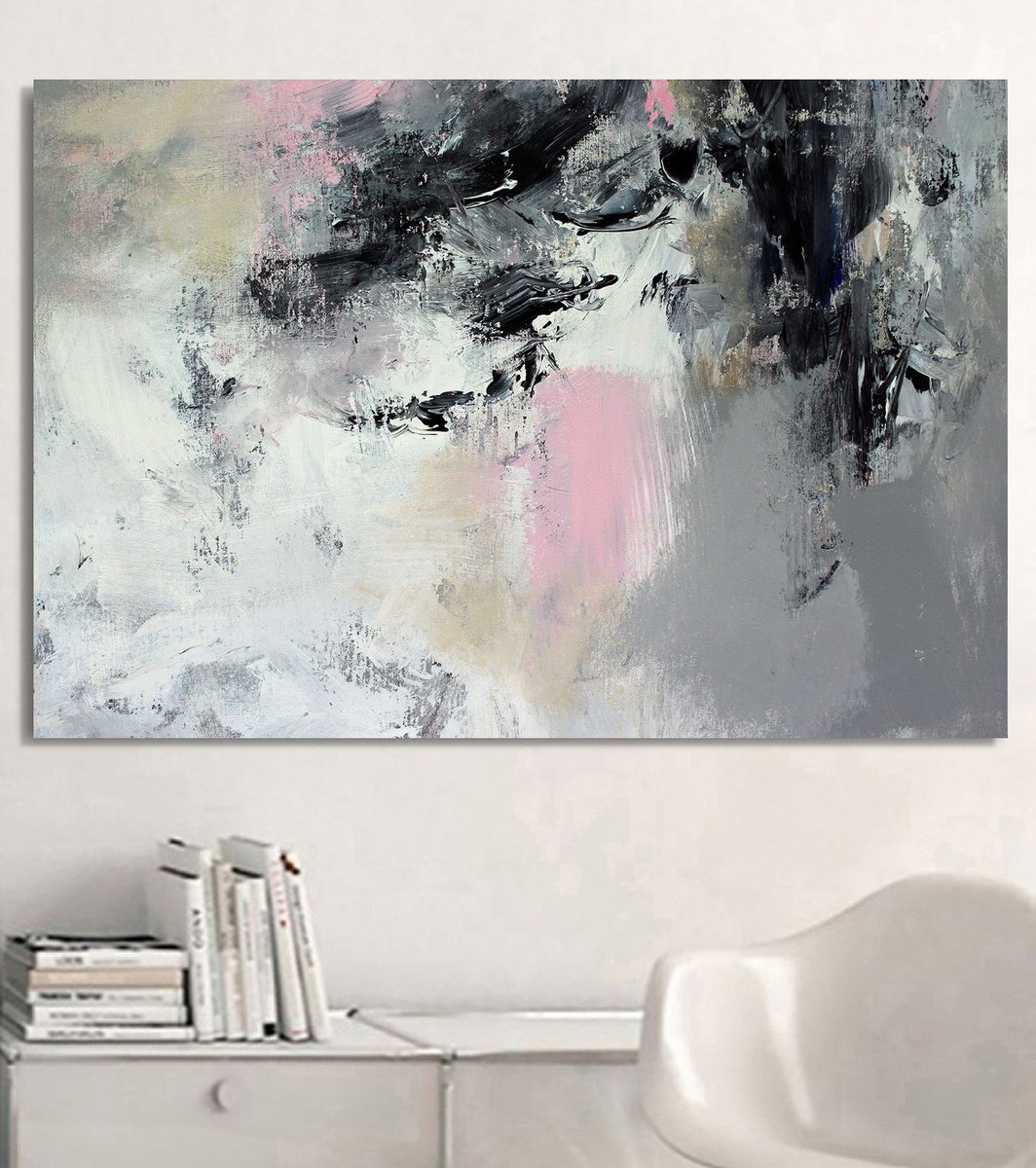 Abstract Oil Painting By Hugh Abernethy, 34 X 22, Dello, Original Artwork