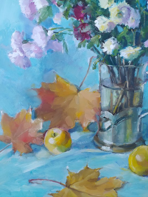 Flowers and apples