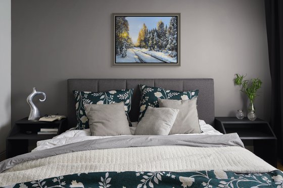 Snowy Pine Wood Road