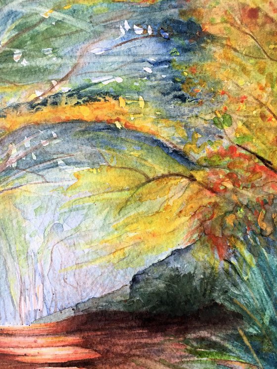 Autumn Woodland Walk - Framed Watercolour