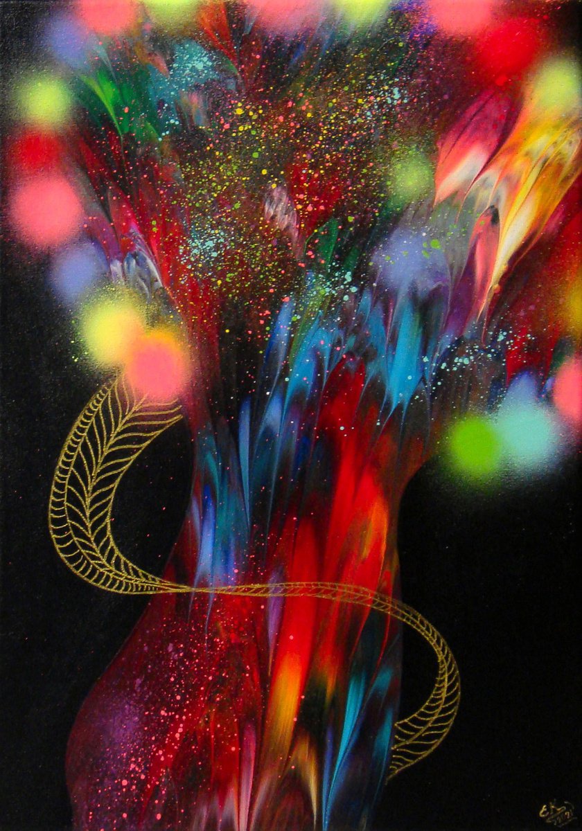  - ?Magic Tree of Love - ? Abstract Painting 17.5 x 24.8(44,6 x 63 cm) by Irini Karpikioti