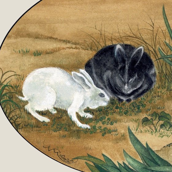 Rabbits And Irises