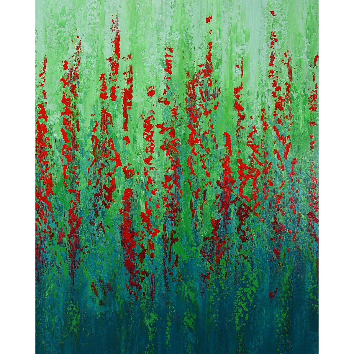Red Flowers - Flower Field By Suzanne Vaughan, 24 X 30, Artwork For Sale On Artfinder