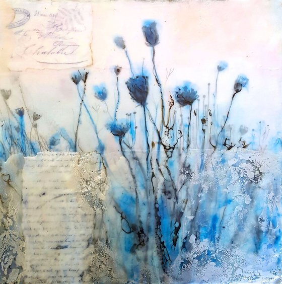 Winterfield, encaustic painting