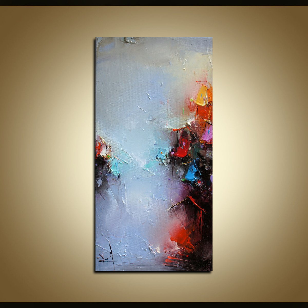 Expressive Landscape Oil Painting By Stanislav Lazarov, 8 X 16", Worlds, Original Artwork