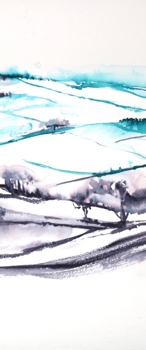 Landscape painting "Snow covered fields" by Aimee Del Valle