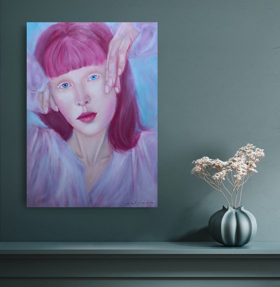 Lolita - delicate pink haired girl portrait